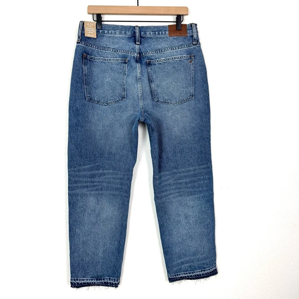 NWT Madewell Classic Straight Jeans Destructed Edition Tyler Wash Size 31 - Picture 8 of 13